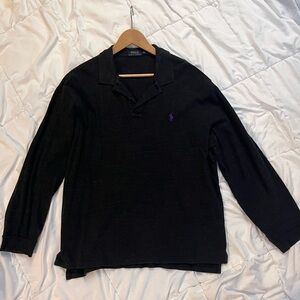 Ralph Lauren long sleeve polo - XXL. Dark gray/Black